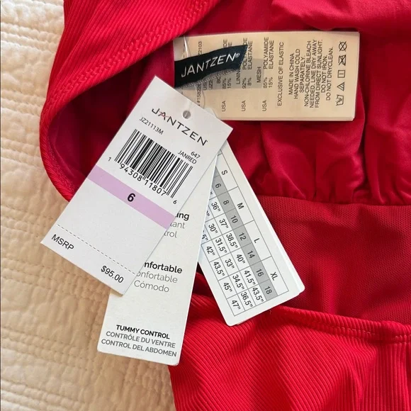 Jantzen Red Women's One Piece Swimsuit - Picture 4 of 5